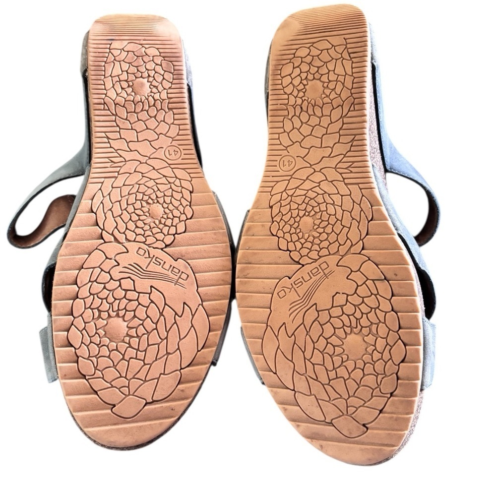 Dansko Susie Nubuck Wedge Sandal 41/10.5-11 Smokey Blue Comfort Adjustable Strap - Picture 3 of 5